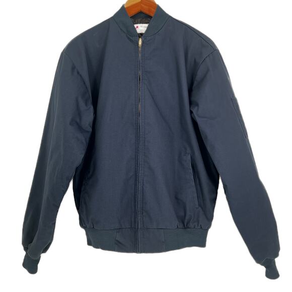 Aramark Quilted Bomber Work Jacket Mens Medium Navy - Picture 8 of 8